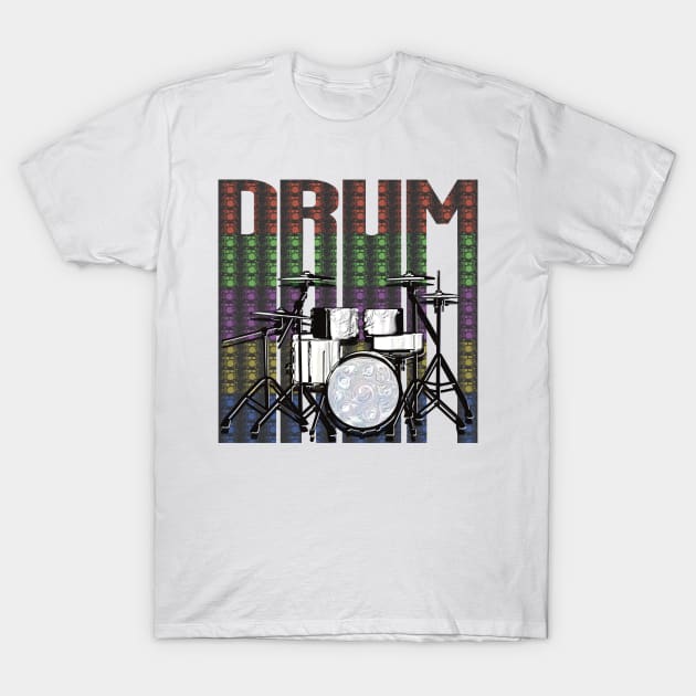 Drum Kit on drum pattern lettering T-Shirt by KateVanFloof